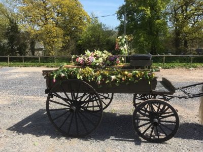 cart with flowers